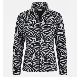 NEW Columbia Benton Springs Print Full Zip Fleece Jacket Zebra Black White - AC